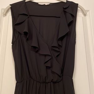 LUSH Crossover Black Ruffle Mini Dress Size XS